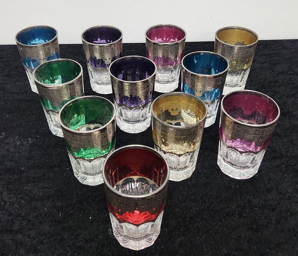 Moroccan Colorful Tea Glasses Handmade Crystal-11 Pz